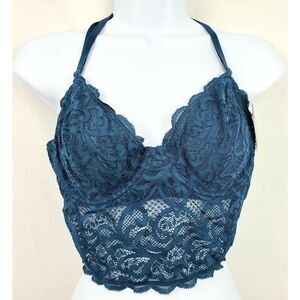 SAKI Silver 34B Lace Legion Blue underwire Bralette
